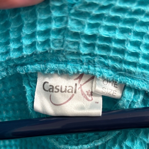 Turquoise Waffle Knit Robe - Picture 7 of 9